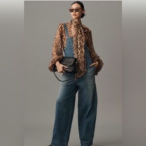 Anthropologie Pilcro Barrel-Leg Zip-Front Overalls Small NWT